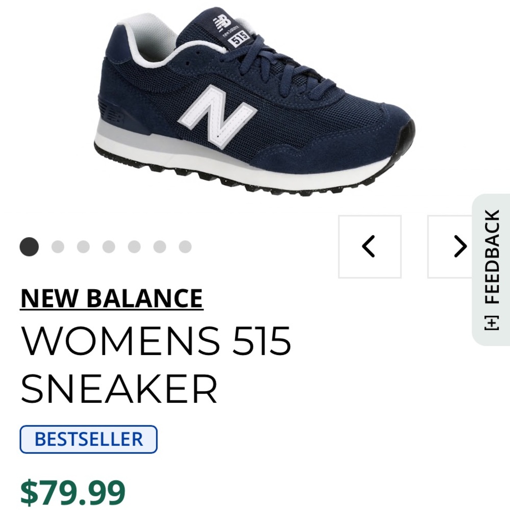 New Balance Womens 515 Sneaker Navy and White